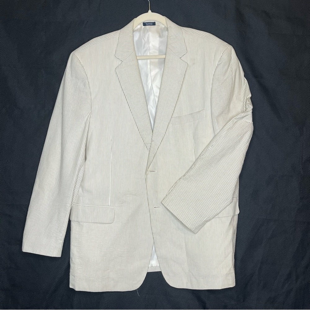 Saddlebred Blazer Suit Jacket Cream Striped Cotton 46R Western Sports Coat